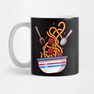 Floating Spaghetti Noodle With Meat Ball Cartoon Mug